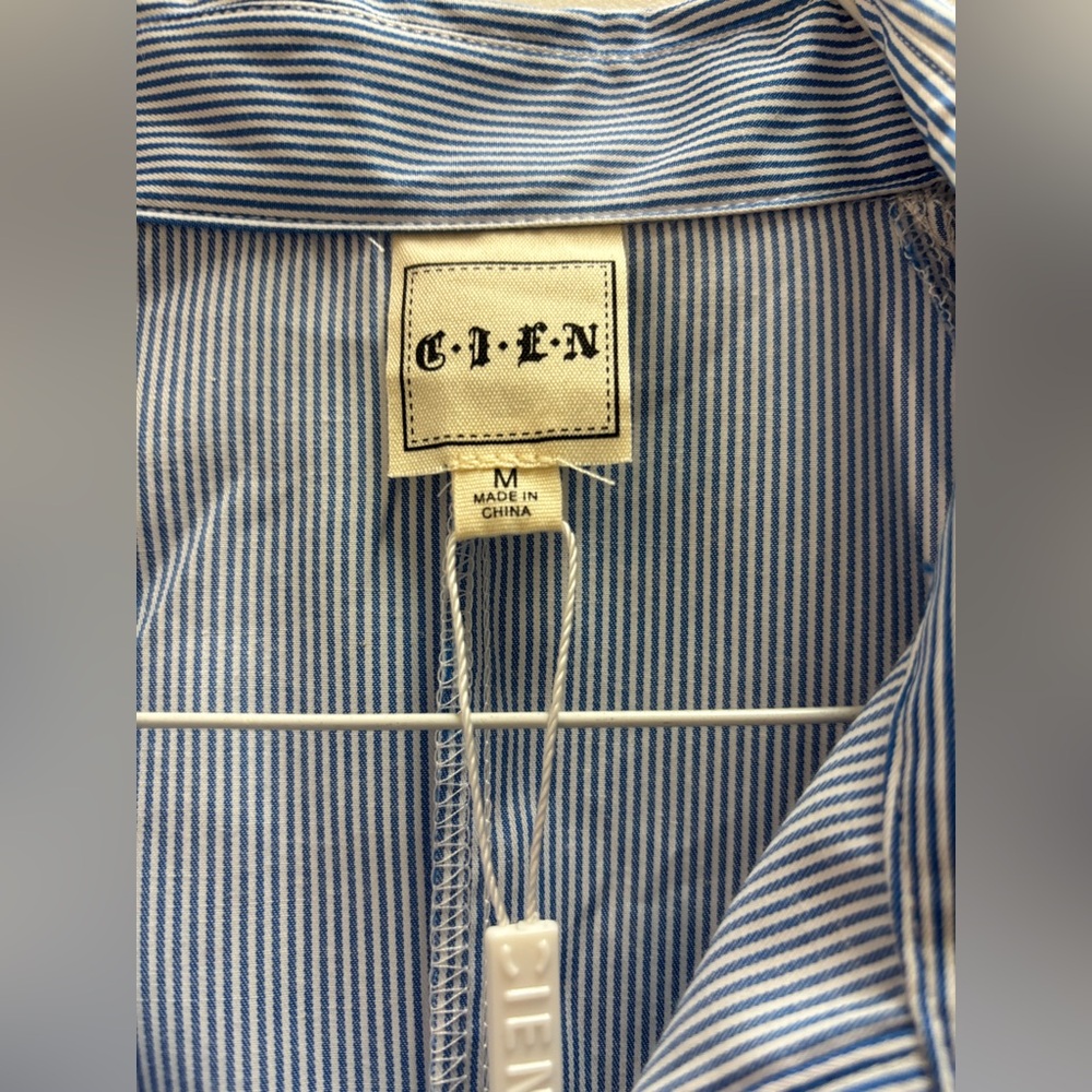 Sky Blue Long Sleeve Shirt Dress - Picture 4 of 4